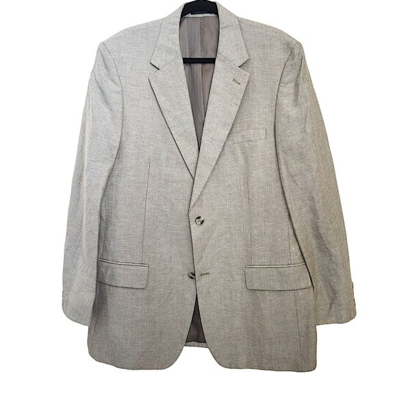 Club Room Men's 42L Linen Blend Sport Coat Blazer Two Button Casual Beige - Picture 15 of 15